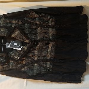 Black and pewter crushed chiffon jacket.